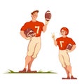 Football man with ball. Sportsman on white. Vector illustration