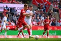 The football match of Bundesliga 1.FC Koeln vs VfB Stuttgart at Rhein-Energie-Stadion Royalty Free Stock Photo