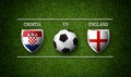 Football Match schedule, Croatia vs England, flags of countries