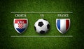 Football Match schedule, Croatia vs France, flags of countries a Royalty Free Stock Photo