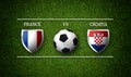 Football Match schedule, France vs Croatia, flags of countries a Royalty Free Stock Photo