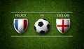 Football Match schedule, France vs England, flags of countries a