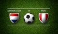 Football Match schedule, Netherlands vs Peru, flags of countries