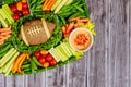 Football meatloaf with vegetable and dipping for Super Bowl fan party Royalty Free Stock Photo