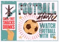 Football Menu typographic vintage grunge style poster. Retro vector illustration.