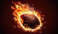 a football is in the middle of a blazing fireball
