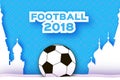 Football 2018 in paper cut style. Origami world championship on blue. Football cup. Russian architecture. Sport.