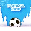 Football 2018 in paper cut style. Origami world championship on blue. Football cup Sport. Russian architecture. Royalty Free Stock Photo