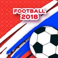 Football 2018 in paper cut style. Origami world championship on red. Football cup Sport. Russian tricolor flag. Royalty Free Stock Photo