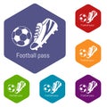 Football pass icons vector hexahedron Royalty Free Stock Photo