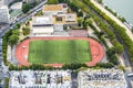 Football pitch from high tower