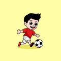 boy dribbling football soccer cartoon