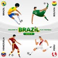 Football player in the background of a pattern of Brazilian national symbols Royalty Free Stock Photo