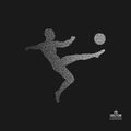 Football player with ball. Dotted silhouette of person. Vector illustration