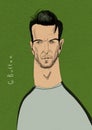 Football player caricature on green background