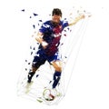 Football player kicking ball, soccer. Isolated geometric Royalty Free Stock Photo