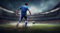 Football Player Delivers Corner Kick into Opponent\'s Penalty Area Royalty Free Stock Photo