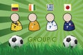 Football Player and Flags for championship 2014 on grass background and soccer ball