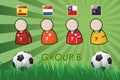 Football Player and Flags for championship 2014 on grass background and soccer ball Royalty Free Stock Photo