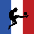 Football player with french flag in background Royalty Free Stock Photo