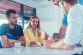 Football player with his lawyers and advisors negotiating transfer deal Royalty Free Stock Photo