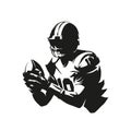 Football player logo, isolated vector silhouette. American football athlete, abstract ink drawing Royalty Free Stock Photo