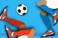 Football player in paper cut style. Origami Sport. Royalty Free Stock Photo