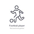 football player playing outline icon. isolated line vector illustration from recreational games collection. editable thin stroke Royalty Free Stock Photo