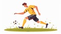 Football player playing, running to kick soccer ball. Professional athlete in action while playing sports. Sportsman Royalty Free Stock Photo