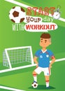 Football player poster vector illustration. Healthy lifestyle and sport concept. Start your day with workout. Sportsman Royalty Free Stock Photo