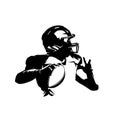 Football player, quarterback, isolated silhouette, vector logo. American football ahtlete Royalty Free Stock Photo