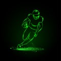 Football. The player runs away with the ball. neon style