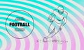 Football. The player runs away with the ball. Vector outline of soccer player sport illustration