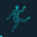 Football player. Sports concept. 3D Model of Man. Human Body. Sport Symbol. Design Element. Vector Illustration Royalty Free Stock Photo