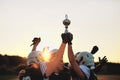 Football players celebrating a championship Royalty Free Stock Photo