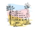 Medina Susa. Tunisia beach. North Africa. Hand drawn sketch vector illustration.