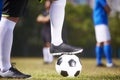 Football players ready for kickoff Royalty Free Stock Photo