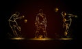 Football players set. Golden linear soccer player illustration