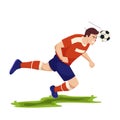 Football players. Soccer sportsmen, people playing with a ball. Athlete goal and kick, isolated sports action and workout vector