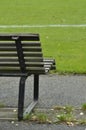 On a football practise and on a field on a rainy, cold and grey Autumn afternoon