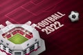 Football 2022 of Qatar and purple background