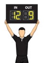 Football referee shows the number display