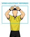 Football referee shows video assistant referees action. Royalty Free Stock Photo