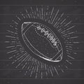 Football, rugby ball vintage label, Hand drawn sketch, grunge textured retro badge, typography design t-shirt print, vector illust