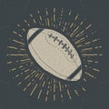 Football, rugby ball vintage label, Hand drawn sketch, grunge textured retro badge, typography design t-shirt print, vector illust