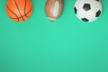Football rugby and basketball concept with balls Royalty Free Stock Photo