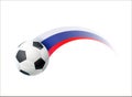 Football with Russian national flag colorful trail. Vector illustration design for soccer football championships, tournaments Royalty Free Stock Photo