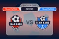 Football scoreboard with team logo. Soccer teams vs each other. Football score template for web banner. Vector.
