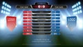 Football scoreboard team A vs team B and global stats broadcast graphic soccer template, For your presentation of the match result Royalty Free Stock Photo