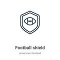 Football shield symbol outline vector icon. Thin line black football shield symbol icon, flat vector simple element illustration Royalty Free Stock Photo